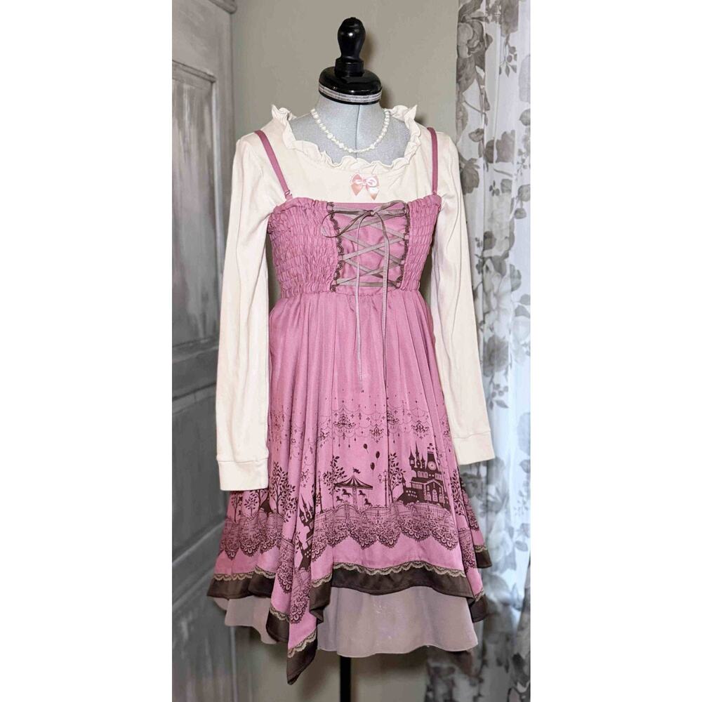 Axes Femme Poetique Fairytale Print 2-Way Camisole Cami Dress Jfashion Himekaji - Picture 4 of 16